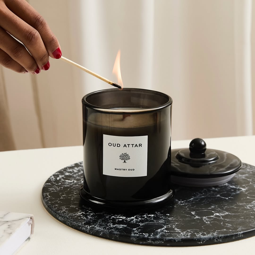 Hand-poured candles, finished in the studio